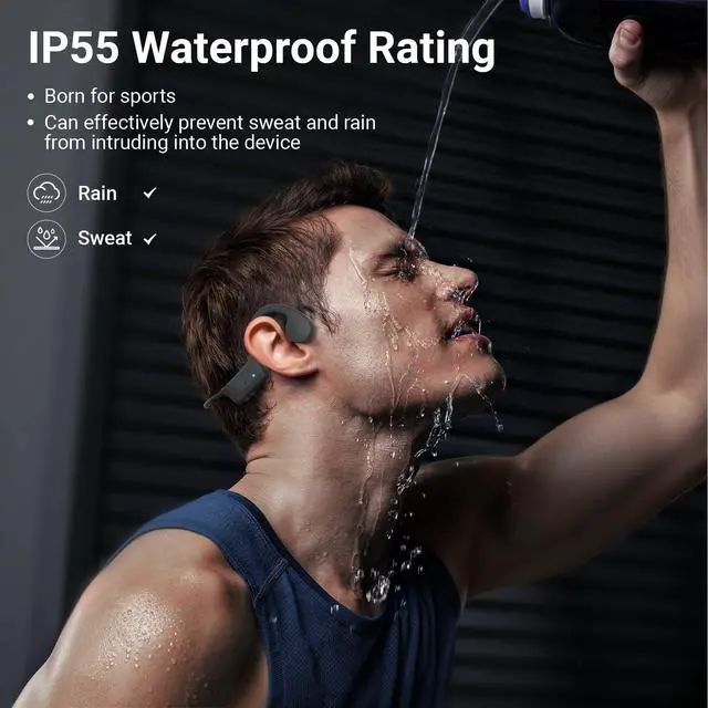Alt view image 2 of 6 - Open-Ear Bluetooth 6.0 Bone Conduction Sports Headphones: IPX5 Waterproof & Sweatproof, 10-Hour Battery Life, Wireless Earphones Ideal for Running, Fitness, Swimming & Training
