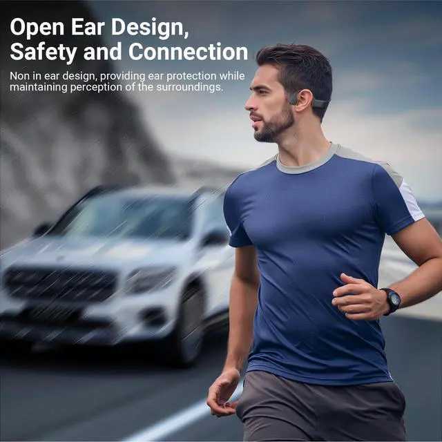 Alt view image 3 of 6 - Open-Ear Bluetooth 6.0 Bone Conduction Sports Headphones: IPX5 Waterproof & Sweatproof, 10-Hour Battery Life, Wireless Earphones Ideal for Running, Fitness, Swimming & Training
