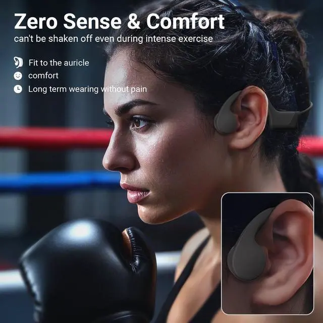 Alt view image 4 of 6 - Open-Ear Bluetooth 6.0 Bone Conduction Sports Headphones: IPX5 Waterproof & Sweatproof, 10-Hour Battery Life, Wireless Earphones Ideal for Running, Fitness, Swimming & Training
