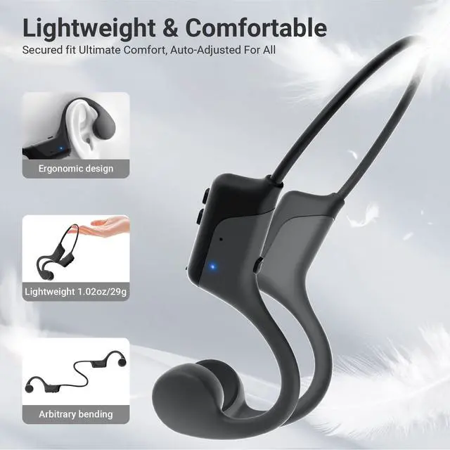Alt view image 5 of 6 - Open-Ear Bluetooth 6.0 Bone Conduction Sports Headphones: IPX5 Waterproof & Sweatproof, 10-Hour Battery Life, Wireless Earphones Ideal for Running, Fitness, Swimming & Training
