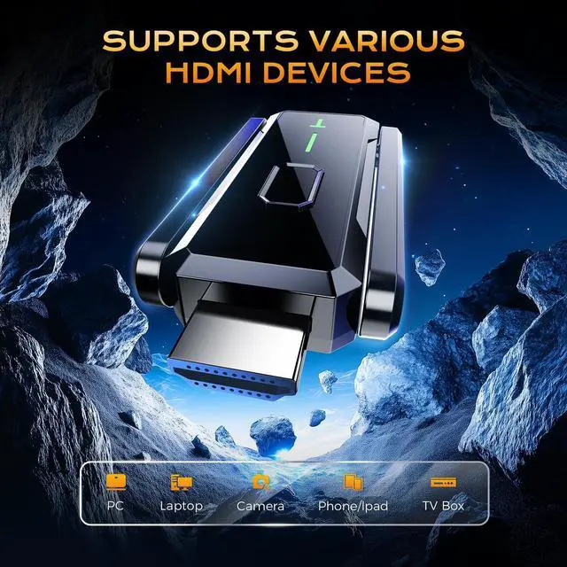 Alt view image 7 of 7 - Upgraded Wireless HDMI Transmitter and Receiver with Antenna | 492ft/150m, 2.4/5GHz Wireless Video, with 2 adapters, 4K Decoding 1080P, Plug & Play for Laptop, Camera, TV, Projector