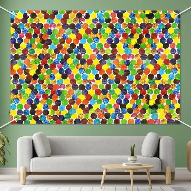Alt view image 3 of 7 - The Cute Hungry Caterpillar Backdrop Banner Cartoon Colorful Dots Theme Photography Background for Kids Boys Girls Newborns Baby Showers Birthday Party Decorations Props Supplies 70.8x47.2in