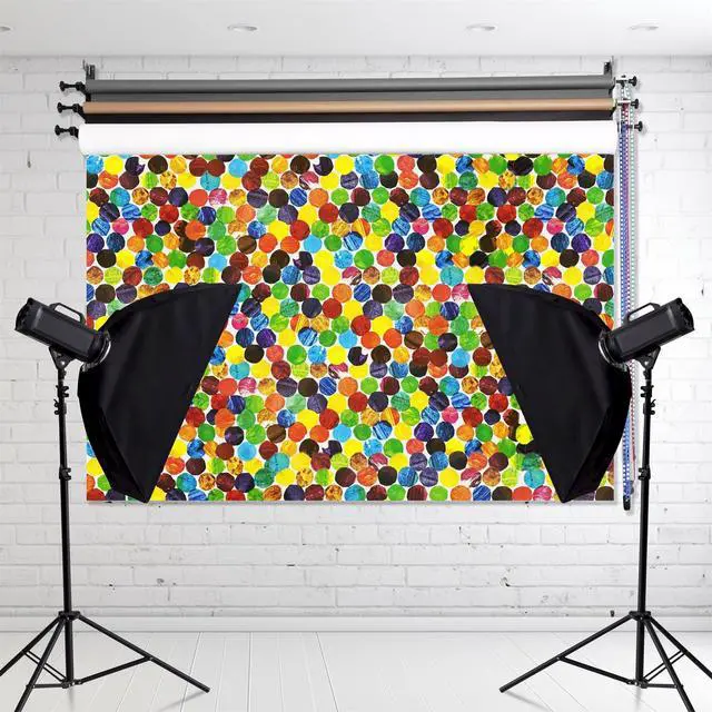 Alt view image 4 of 7 - The Cute Hungry Caterpillar Backdrop Banner Cartoon Colorful Dots Theme Photography Background for Kids Boys Girls Newborns Baby Showers Birthday Party Decorations Props Supplies 70.8x47.2in
