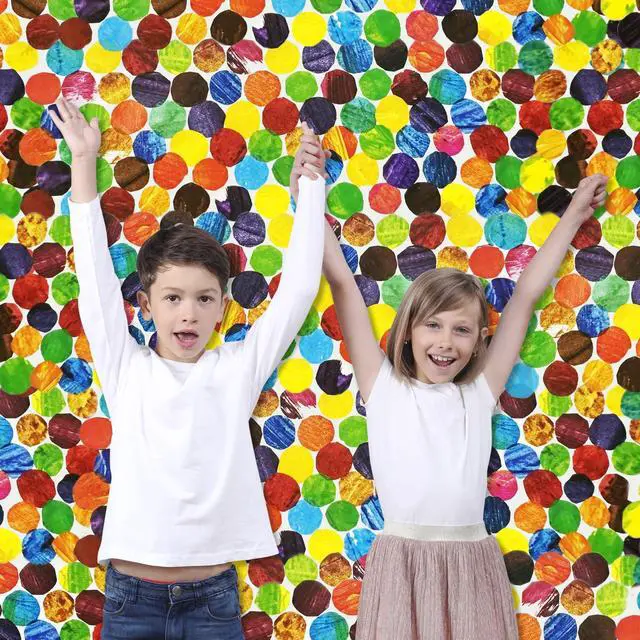 Alt view image 5 of 7 - The Cute Hungry Caterpillar Backdrop Banner Cartoon Colorful Dots Theme Photography Background for Kids Boys Girls Newborns Baby Showers Birthday Party Decorations Props Supplies 70.8x47.2in