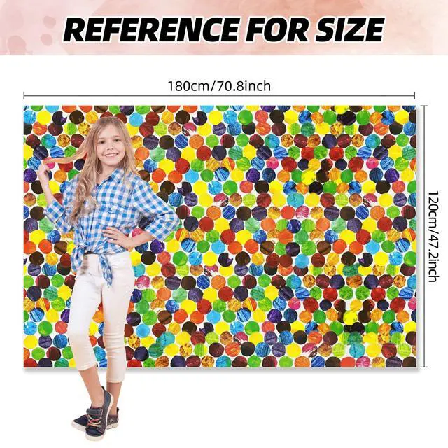 Alt view image 7 of 7 - The Cute Hungry Caterpillar Backdrop Banner Cartoon Colorful Dots Theme Photography Background for Kids Boys Girls Newborns Baby Showers Birthday Party Decorations Props Supplies 70.8x47.2in