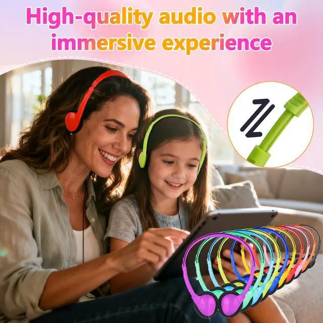Alt view image 4 of 7 - USB C Kids Headphones Bulk for Classroom School 25 Pack,Wired | USB Type C Headphones for School Students Children Testing On Line Learning,Compatible with Pad Smartphones Mixed Colors