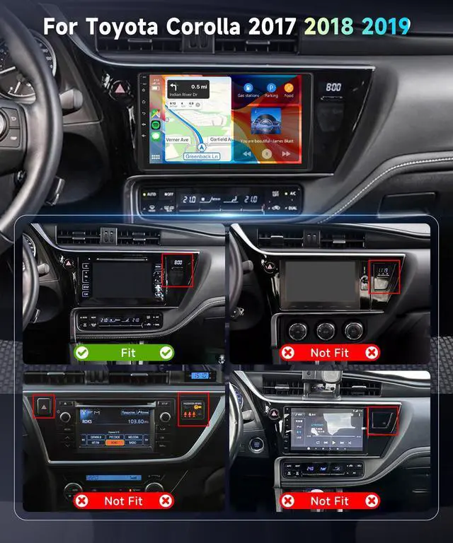 Alt view image 2 of 7 - 5Ghz WiFi 2G+64G Android 15 Radio for Toyota Corolla 2017 2018 2019 Car Stereo with Wireless Carplay Android Auto,5.0 Bluetooth,Build-in DSP EQ,9inch IPS Screen,GPS,FM/RDS IP69K AHD Backup Camera