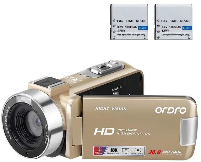 Main image of Video Camera Camcorder Digital Camera Recorder Full HD 1080P 30FPS 30MP 3.0 Inch 270 Degree Rotation LCD 18X Digital Zoom with 16GB Card and 2 Batteries
