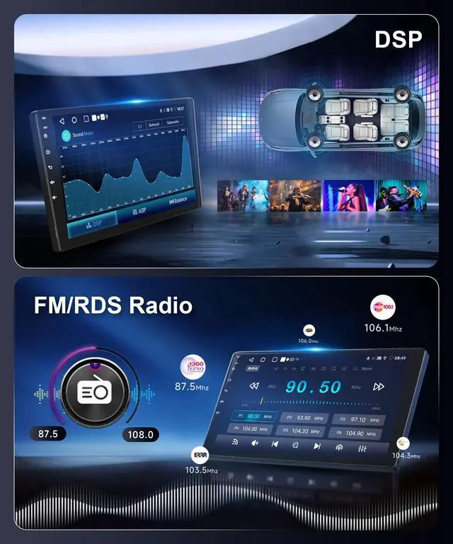 Alt view image 6 of 7 - 5Ghz WiFi 2G+64G Android 15 Radio for Toyota Corolla 2017 2018 2019 Car Stereo with Wireless Carplay Android Auto,5.0 Bluetooth,Build-in DSP EQ,9inch IPS Screen,GPS,FM/RDS IP69K AHD Backup Camera