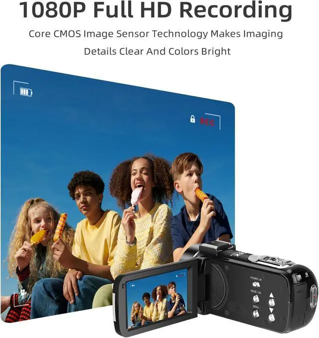 Alt view image 4 of 7 - Video Camera Camcorder Digital Camera Recorder Full HD 1080P 30FPS 30MP 3.0 Inch 270 Degree Rotation LCD 18X Digital Zoom with 16GB Card and 2 Batteries