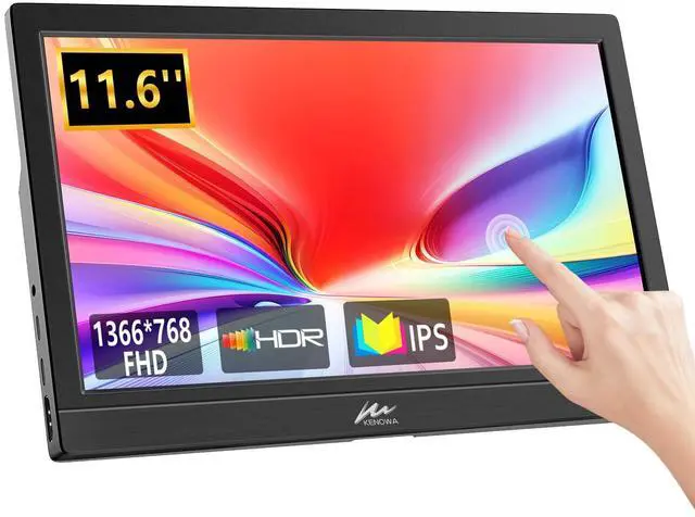 Main image of Touchscreen Portable Monitor 11.6 Inch, HD 1366x768P LED External Display with USB C HDMI and Speakers & Stand, Travel Monitor Second Screen for Laptop Phone PC Mac Xbox PS4 Switch