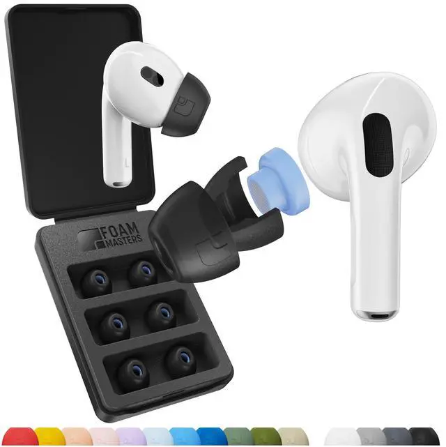 Main image of Ultra-Premium Silicone-Memory Foam Ear Tips for AirPods Pro 1st and 2nd Gen | Ultra Secure for Athletes | Comfortable | Better Sound | by SportMagic (Black, Assorted S/M/L)