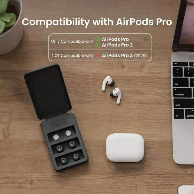Alt view image 2 of 7 - Ultra-Premium Silicone-Memory Foam Ear Tips for AirPods Pro 1st and 2nd Gen | Ultra Secure for Athletes | Comfortable | Better Sound | by SportMagic (Black, Assorted S/M/L)