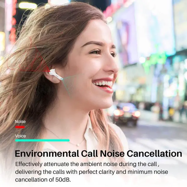 Alt view image 4 of 7 - T9 Wireless Earbuds Bluetooth 5.3 Crystal Sound in Ear Headphones | ENC Call Noise Cancellation with 4 Mics, 40 Hours Playtime Ear buds, Wireless Charging Case, IPX7 Waterproof Earphones Black