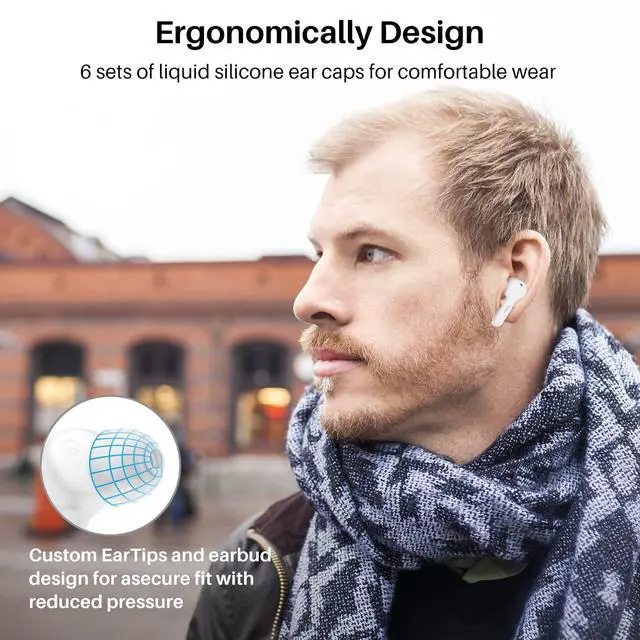 Alt view image 5 of 7 - T9 Wireless Earbuds Bluetooth 5.3 Crystal Sound in Ear Headphones | ENC Call Noise Cancellation with 4 Mics, 40 Hours Playtime Ear buds, Wireless Charging Case, IPX7 Waterproof Earphones Black