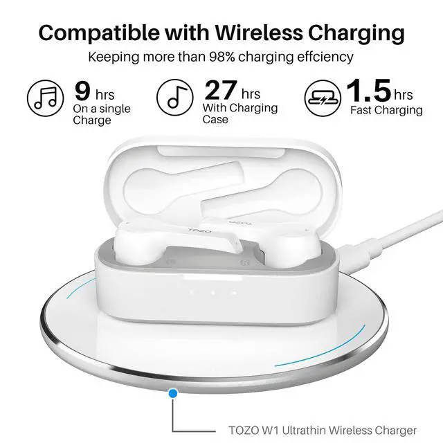 Alt view image 6 of 7 - T9 Wireless Earbuds Bluetooth 5.3 Crystal Sound in Ear Headphones | ENC Call Noise Cancellation with 4 Mics, 40 Hours Playtime Ear buds, Wireless Charging Case, IPX7 Waterproof Earphones Black