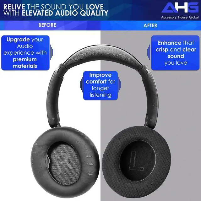 Alt view image 4 of 7 - AHG Premium Cool Gel Space Q45 Headphones Ear Pads/Sound core Q45 Ear Cushions Compatible with Anker Soundcore Space Q45 Headphones (Black). Cooling Gel | Breathable Mesh | High-Density Foam