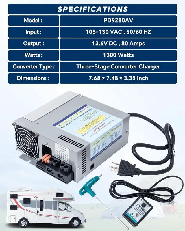 Alt view image 7 of 7 - PD9280 RV Power Converter Inverter Charger 80 Amp for Progressive Dynamics Inteli-Power 9200 Series Converter/Charger with Built-in Charge Wizard for Rv Camper Caravans