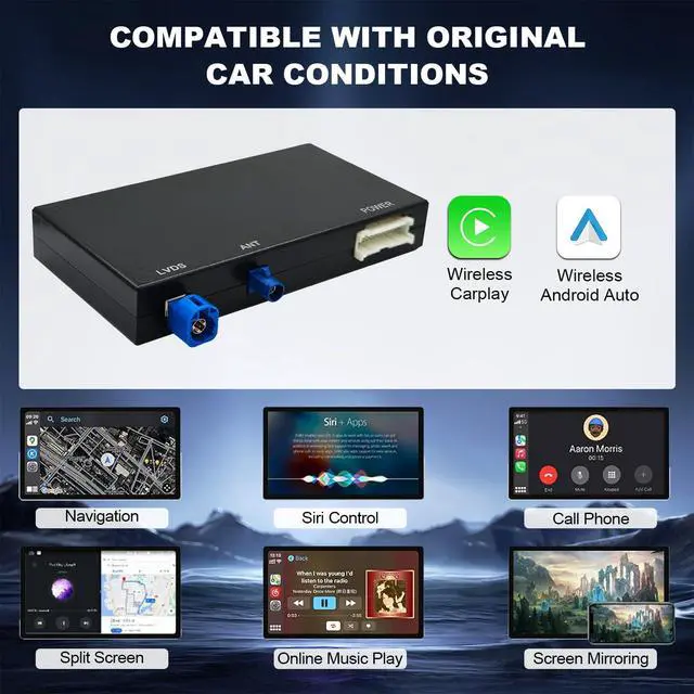 Alt view image 5 of 7 - Wireless CarPlay/Android Auto Retrofit Kit Decoder Module Compatible with Audi A4/A5/S4/S5/RS4/RS5, and Q5 (20082018) for 3G MMI System, Supports OEM Controls, MirrorLink, Navigation, Reverse Camera
