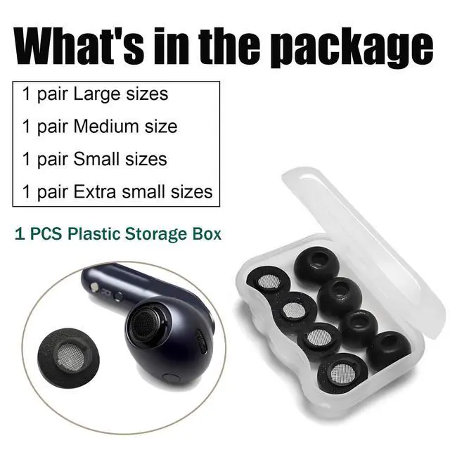 Alt view image 6 of 6 - Memory Foam Ear Tips for Galaxy Buds3 Pro/Buds4 Pro, L/M/S/XS Replacement | Noise Isolating Secure Fit, Anti-Slip Earbuds Tips for Galaxy Buds3 Pro/Buds4 Pro, Fits Charging Case, L/M/S/XS