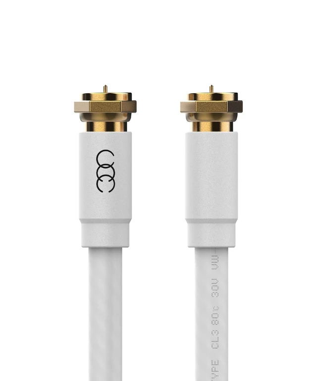 Alt view image 3 of 7 - RG6 Coaxial Cable 30 FT, CL3 White Coax Cord TV Cable Wire, in-Wall Rated-Digital Audio Video Satellite Cable Extension, Gold Plated Compression Connectors - White