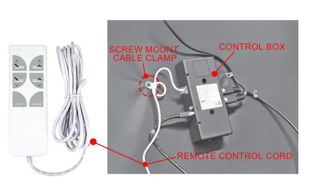 Alt view image 4 of 6 - Replacement Wired Remote Control for Serta Motion Essentials 2 II Linak HB12012-00 Adjustable Bed, with Screw Mount Cable Clamp