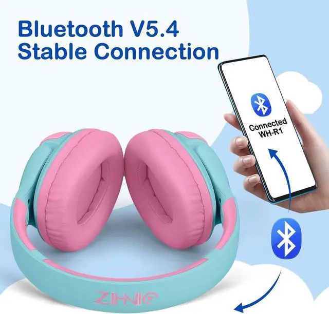Alt view image 5 of 6 - Kids Bluetooth Headphones, 40Hrs Play time, Kids Wireless Headphones Over Ear with 85dB/94dB Volume Limited - Pink