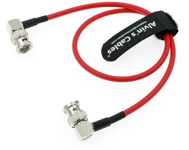 Main image of 12G SDI Flexible Coaxial Cable BNC Male to Male Right Angle for RED Komodo Atomos Monitor 75 Ohm Shielded Cable for 4K Video Camera, Red