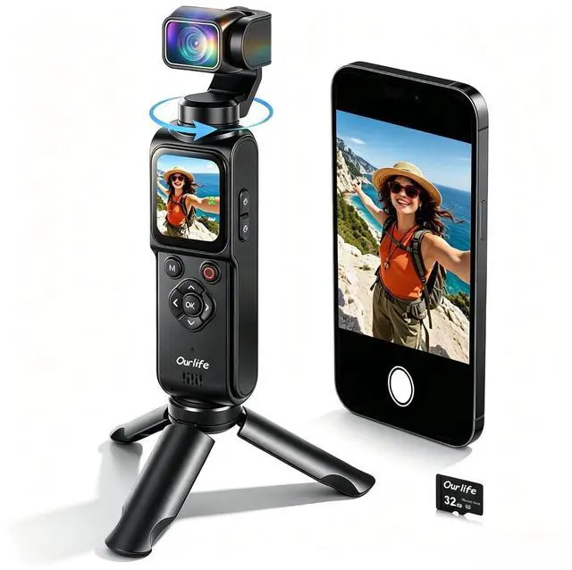 Main image of 4K Vlogging Camera with Face/Object Tracking 32GB | 330° Rotation Lens Handheld Camcorder,Pocket Cam with Audio/Video Recording,Fast Focusing,Digital Camera for Photography