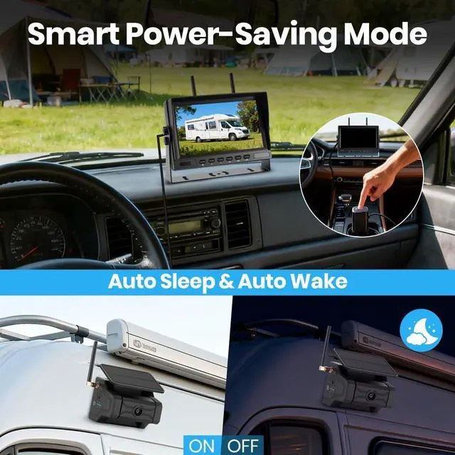 Alt view image 4 of 7 - Magnetic Solar Wireless Backup Camera for Trailer: No Wiring Quick Install 7" HD 2-Split Monitor Rechargeable Battery IP68 Rearview Camera System for RV Truck Camper Horse Trailer Camera