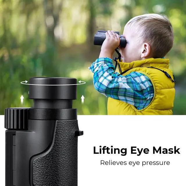 Alt view image 7 of 7 - 8x21 Compact Binoculars for Kids and Adults, with BAK4 Prism, FMC Lens, IP65 Waterproof & Neck Strap for Bird Watching Hunting Travel Camping Stargazing