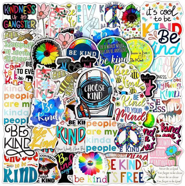 Main image of 500 Pcs Kindness Stickers Bulk Vinyl Be Kind Stickers Water Bottle Kindness Decals Waterproof Physical Motivational Encouraging Decals for Adults Friends