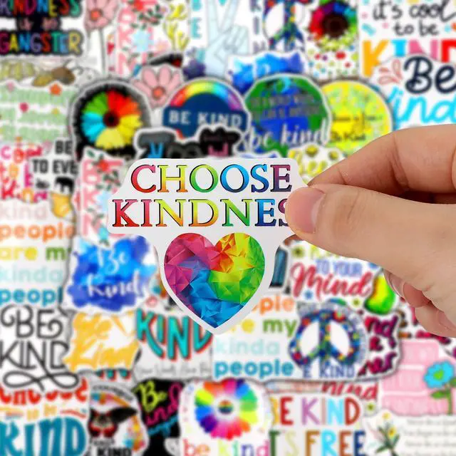 Alt view image 2 of 7 - 500 Pcs Kindness Stickers Bulk Vinyl Be Kind Stickers Water Bottle Kindness Decals Waterproof Physical Motivational Encouraging Decals for Adults Friends