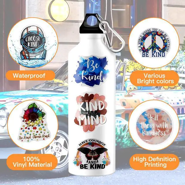 Alt view image 3 of 7 - 500 Pcs Kindness Stickers Bulk Vinyl Be Kind Stickers Water Bottle Kindness Decals Waterproof Physical Motivational Encouraging Decals for Adults Friends