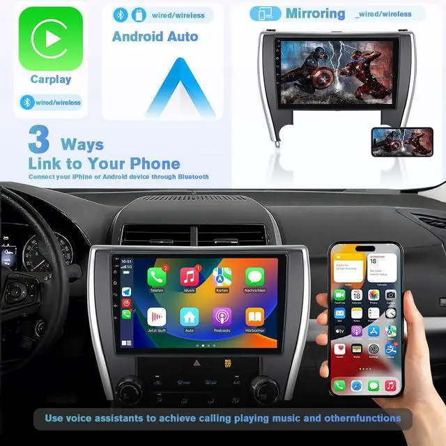 Alt view image 3 of 7 - 4Core 64G ROM Car Radio for Toyota Camry 2015-2017 10.1'Touchscreen Carplay | for Toyota Camry 2015-2017 10.1-inch Touchscreen with Wireless Carplay Android Auto Camera Bluetooth Mirror Link GPS WiFi