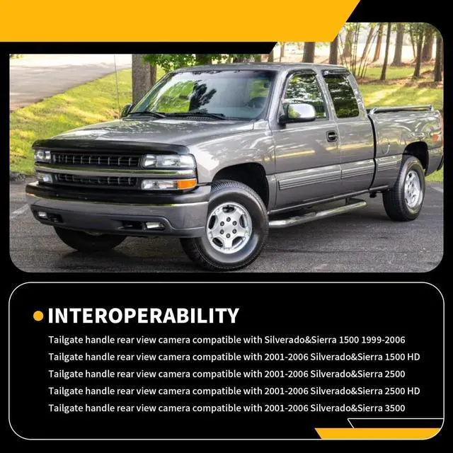 Alt view image 3 of 4 - Tailgate Handle Rear View Camera Fit 1999-2006 Silverado Sierra | 1916102 Compatible with 1999-2006 1500 2500 3500 HD Pickups Reverse Rear View Backup Camera 12V Power Cable RCA Plug