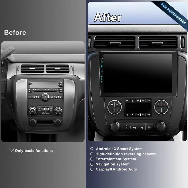 Alt view image 3 of 7 - for Upgraded 10.2 Chevrolet Silverado 2007-2013 Tahoe GMC Sierra Yukon Radio, 5G-WiFi6 Wireless CarPlay Android Auto QLED Car Stereo/AM/FM/Airplay/1080P (4Ram+64Rom-HD)
