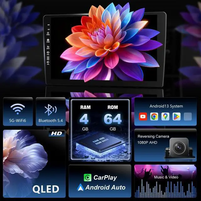 Alt view image 5 of 7 - for Upgraded 10.2 Chevrolet Silverado 2007-2013 Tahoe GMC Sierra Yukon Radio, 5G-WiFi6 Wireless CarPlay Android Auto QLED Car Stereo/AM/FM/Airplay/1080P (4Ram+64Rom-HD)