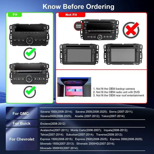 Alt view image 7 of 7 - for Upgraded 10.2 Chevrolet Silverado 2007-2013 Tahoe GMC Sierra Yukon Radio, 5G-WiFi6 Wireless CarPlay Android Auto QLED Car Stereo/AM/FM/Airplay/1080P (4Ram+64Rom-HD)