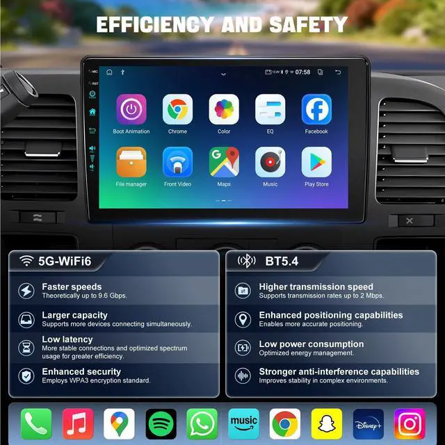Alt view image 6 of 7 - for Upgraded 10.2 Chevrolet Silverado 2007-2013 Tahoe GMC Sierra Yukon Radio, 5G-WiFi6 Wireless CarPlay Android Auto QLED Car Stereo/AM/FM/Airplay/1080P (4Ram+64Rom-HD)
