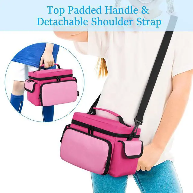 Alt view image 5 of 6 - Carry Case Compatible with Tonie Box 2/1 with Handle, Pink, Bag Only | Headphones Charging Station Storage with Shoulder Strap for Audio Player Starter Set, Patent Design
