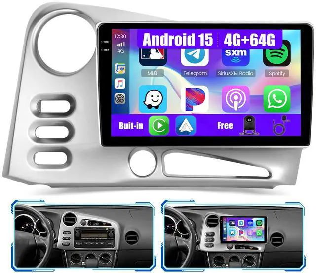 Main image of Android Car Radio for Toyota Corolla Matrix 2003-2008 CarPlay Android Auto | 9 Inch HD Touchscreen with 4+64G storage, Matrix Stereo with 5Ghz WiFi GPS Bluetooth FM/RDS EQ SWC Backup Camera MIC