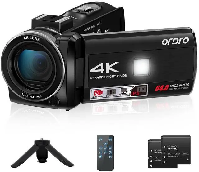 Main image of Z36 Video Camera Camcorder 4K, 64MP Vlogging Camera for YouTube 18X Digital Zoom 3.0 Rotation Screen, IR Night Vision,Mini Tripod and 2 Batteries