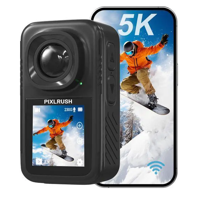 Main image of 4K Mini Action Camera | 128GB, Dual Screen, Touch, Body Thumb Cam, Waterproof, Magnetic Mount, WiFi, Audio Video Recording, Outdoor Cycling Vlog