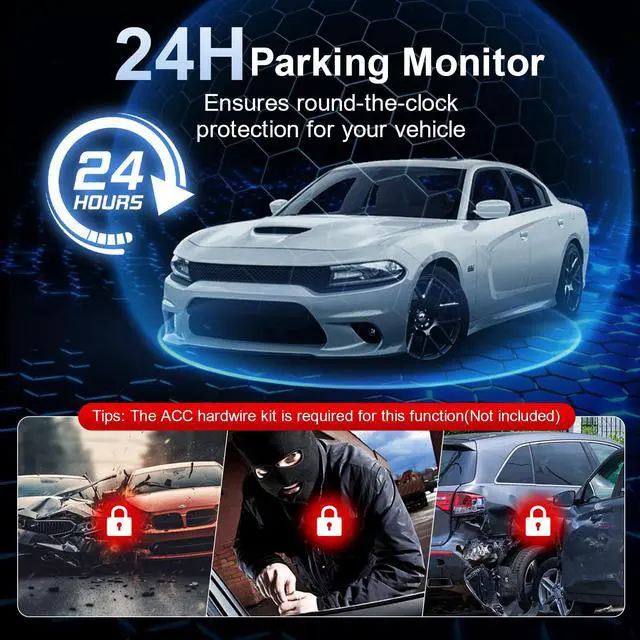 Alt view image 5 of 7 - 4K 3 Channel Dash Cam Front and Rear - Dash Camera for Cars - 5.8GHz WiFi GPS dashcam with IR Night Vision, 2.5K+1080P*2 Triple Car Camera 3.16" IPS, 32GB Card, G-Sensor, 24H Parking Mode