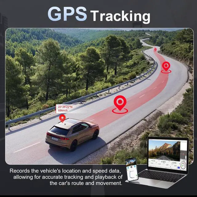 Alt view image 7 of 7 - 4K 3 Channel Dash Cam Front and Rear - Dash Camera for Cars - 5.8GHz WiFi GPS dashcam with IR Night Vision, 2.5K+1080P*2 Triple Car Camera 3.16" IPS, 32GB Card, G-Sensor, 24H Parking Mode