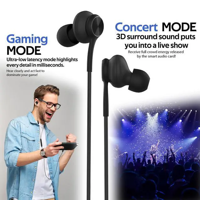 Alt view image 3 of 7 - USB-C in-Ear Wired Headphones,Earbuds, with high-Fidelity Sound Card, 5-Mode Audio, Low-Latency Gaming, KTV Vocal Enhancement, for iPhone 15/16/17, for Samsung S25/S24/S23/S22