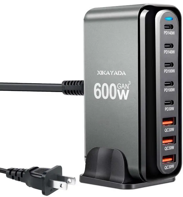 Main image of USB C Charger PD GaN Fast Charger Block 8-Port Fast Charging Station AC Adapter Compatible with MacBook Pro/Air, Chromebook, HP/ASUS/DELL Laptop, iPhone/Android Phone (600W)