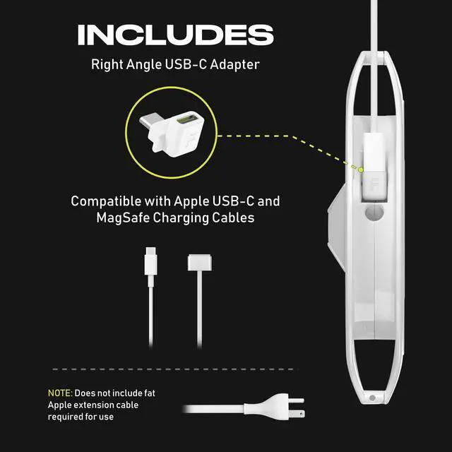Alt view image 2 of 7 - Fuse Reel Side Winder MacBook Charger Organizer Compatible with USB-C and MagSafe Apple Adapter - Travel Essential and Desk Cord Case and Cable Management for MacBook Pro Laptop Adapter