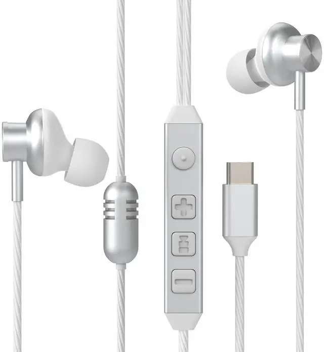Main image of USB-C in-Ear Wired Headphones,Earbuds, with high-Fidelity Sound Card, 5-Mode Audio, Low-Latency Gaming, KTV Vocal Enhancement-White